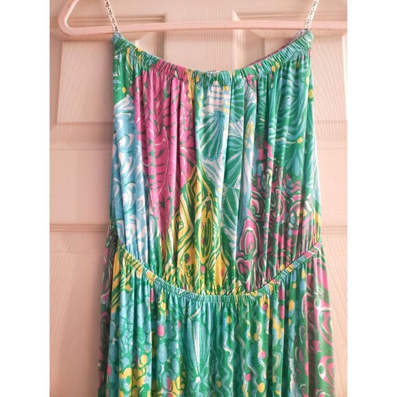 Lilly Pulitzer Womens Multicolor Sleeveless Maxi Dress S Elastic Waist Tropical - Picture 4 of 6